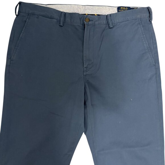 Polo Ralph Lauren Chino Pants Mens 38x30 Stretch Straight Fit Flat Front Blue - Picture 2 of 9